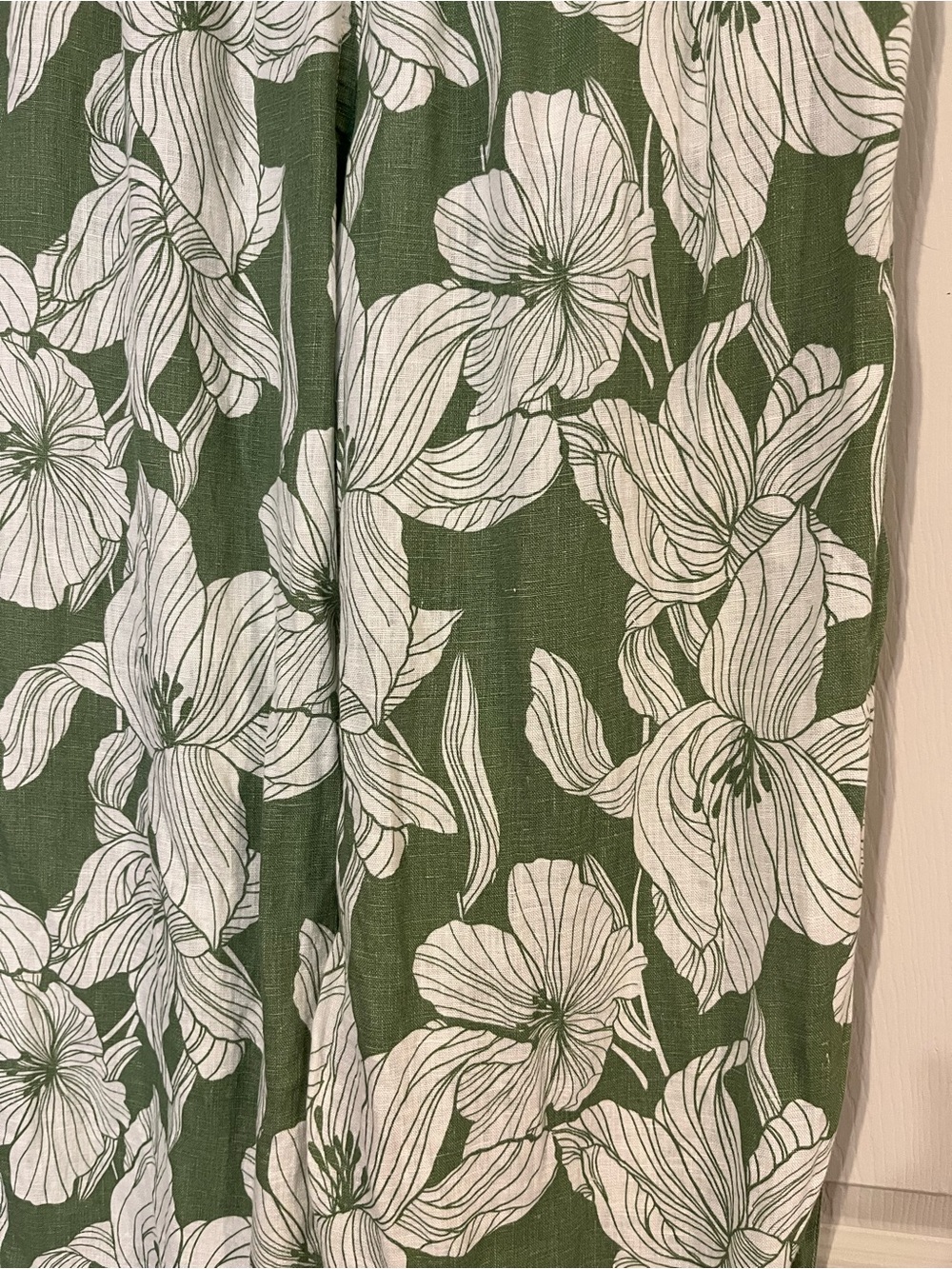 #p1 Tahari Women’s Green and White Floral Linen Pants Large - Picture 6 of 8
